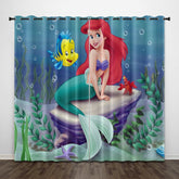 2025 NEW Cartoon The Little Mermaid Curtains Pattern Blackout Window Drapes